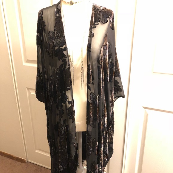 ♦️SOLD EBAY!♦️Vintage Velvet Silk Kimono Caftan OS - Picture 3 of 8